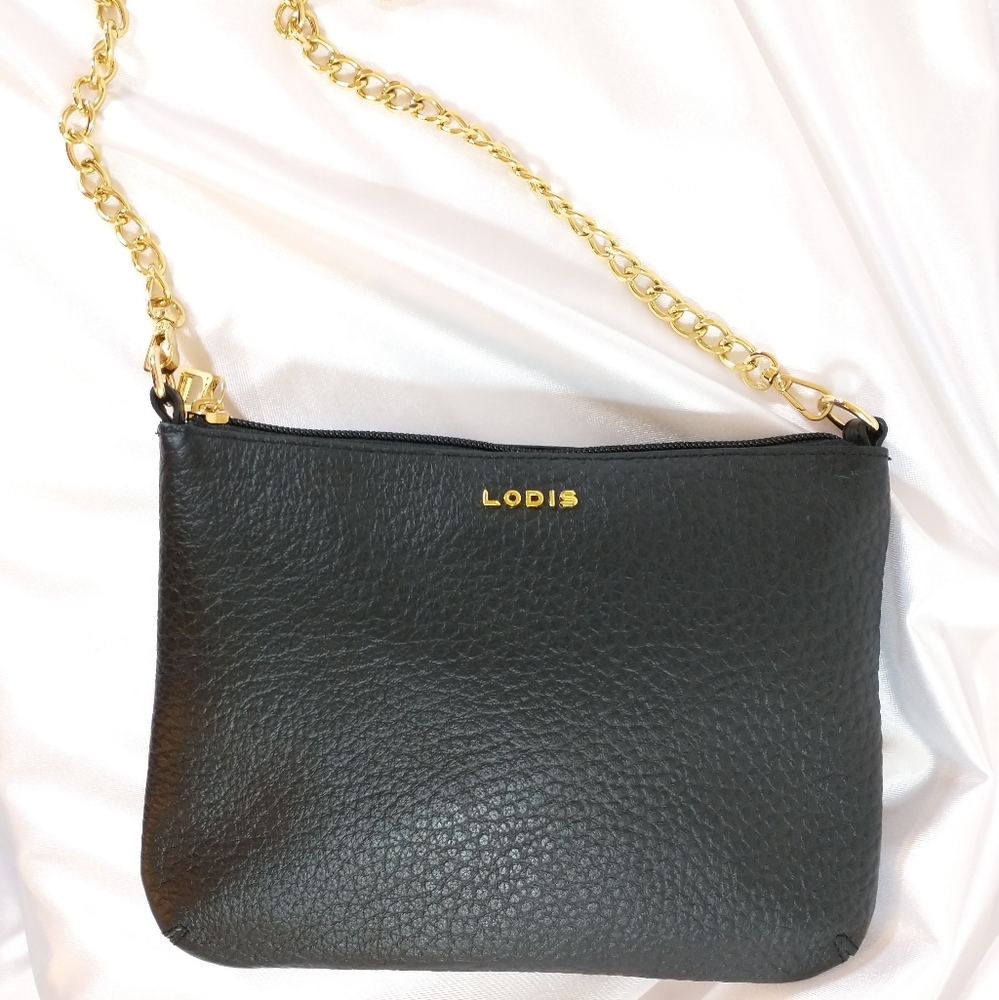 Black leather lodis crossbody purse